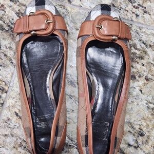 Burberry Tan and Black Checkered Flats